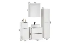 Ixina Ensemble meuble vasque avec armoire de toilette et meubles d'appoint 1